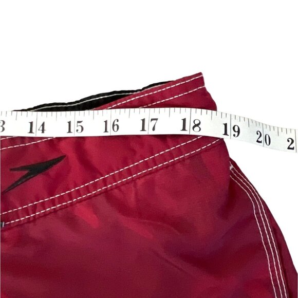 Speedo Mens Swim Trunks Size L Tropical Red Floral Mesh Lined Shorts Drawstring - Picture 13 of 15